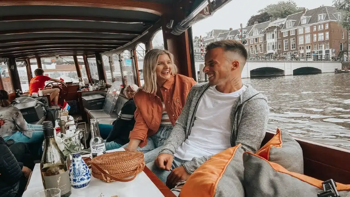 Amsterdam canal cruise cheese and wine