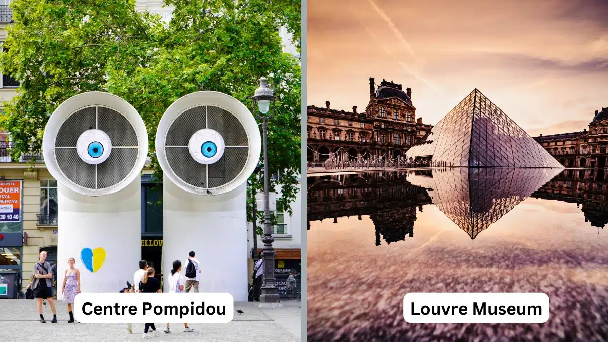 Centre Pompidou and Louvre Museum
