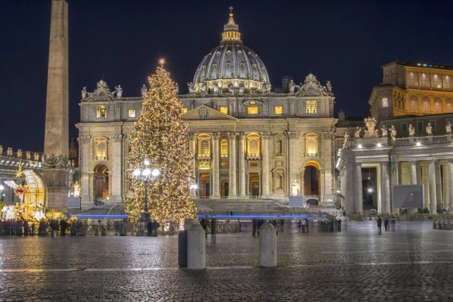 Christmas Tree In Front of St. Peter’s Basilica