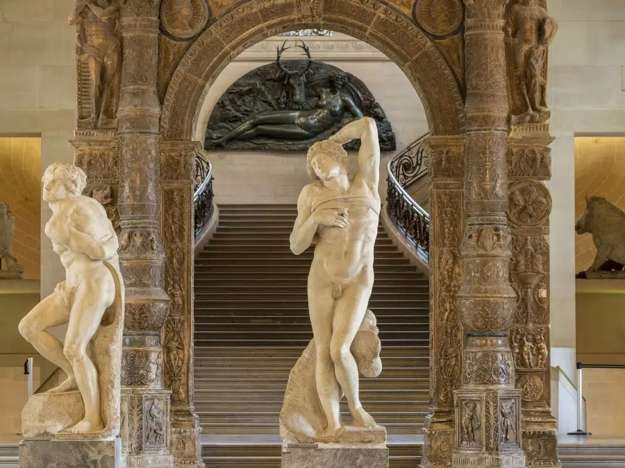 Dying and Rebellious Prisoner Statues by Michelangelo